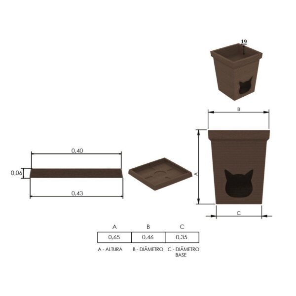 Vaso de Polietileno PET CAT   A65 X B46 X C35  C/ Prato - Imagem 11